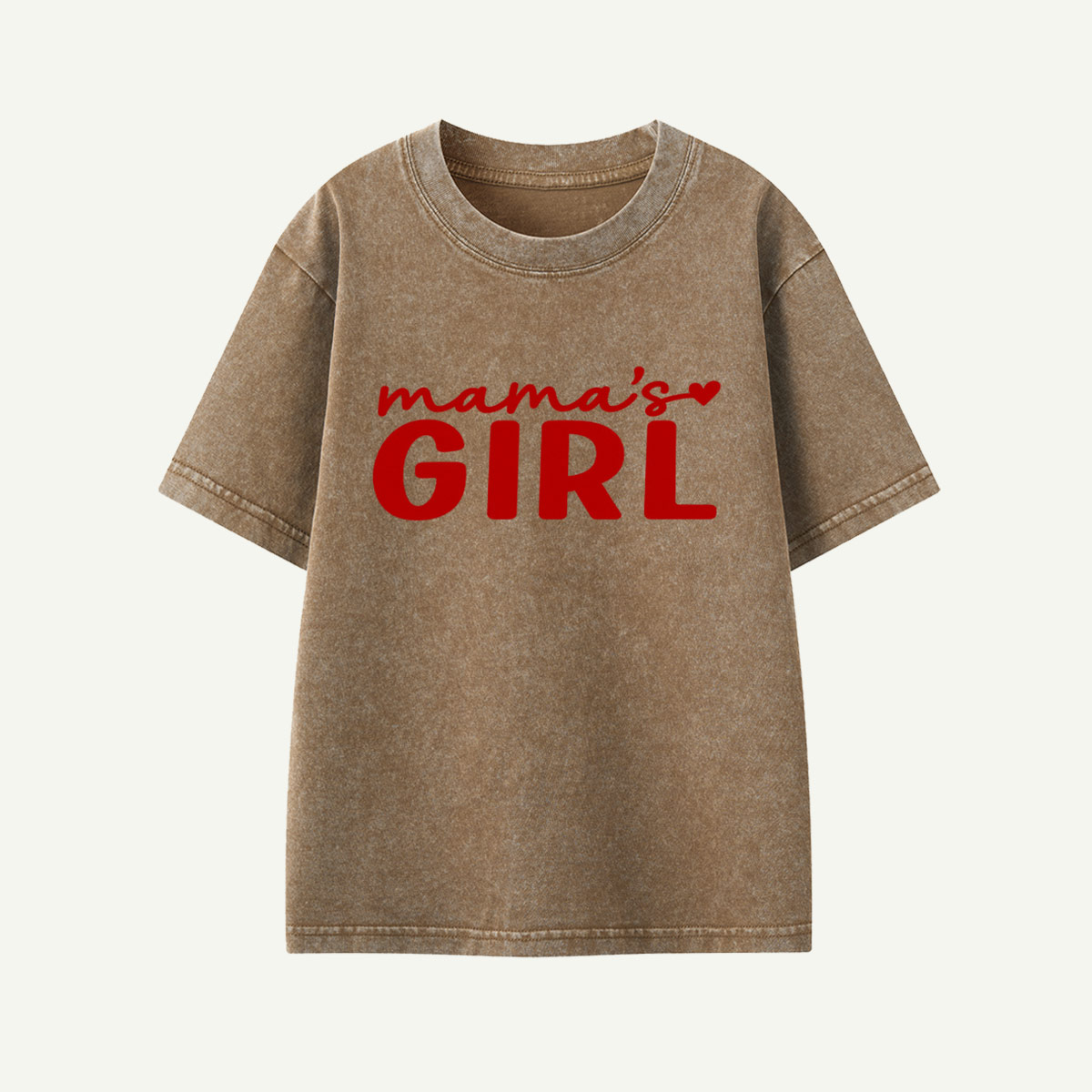 Mamas Girl Heart Lettering Kids Washed T-Shirt