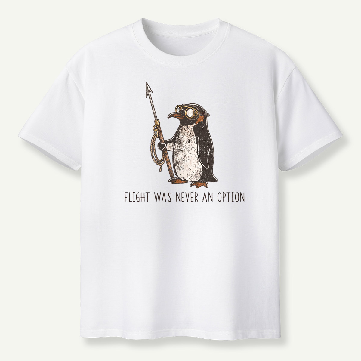 Flight Was Never An Option Aviator Harpoon Penguin T-Shirt