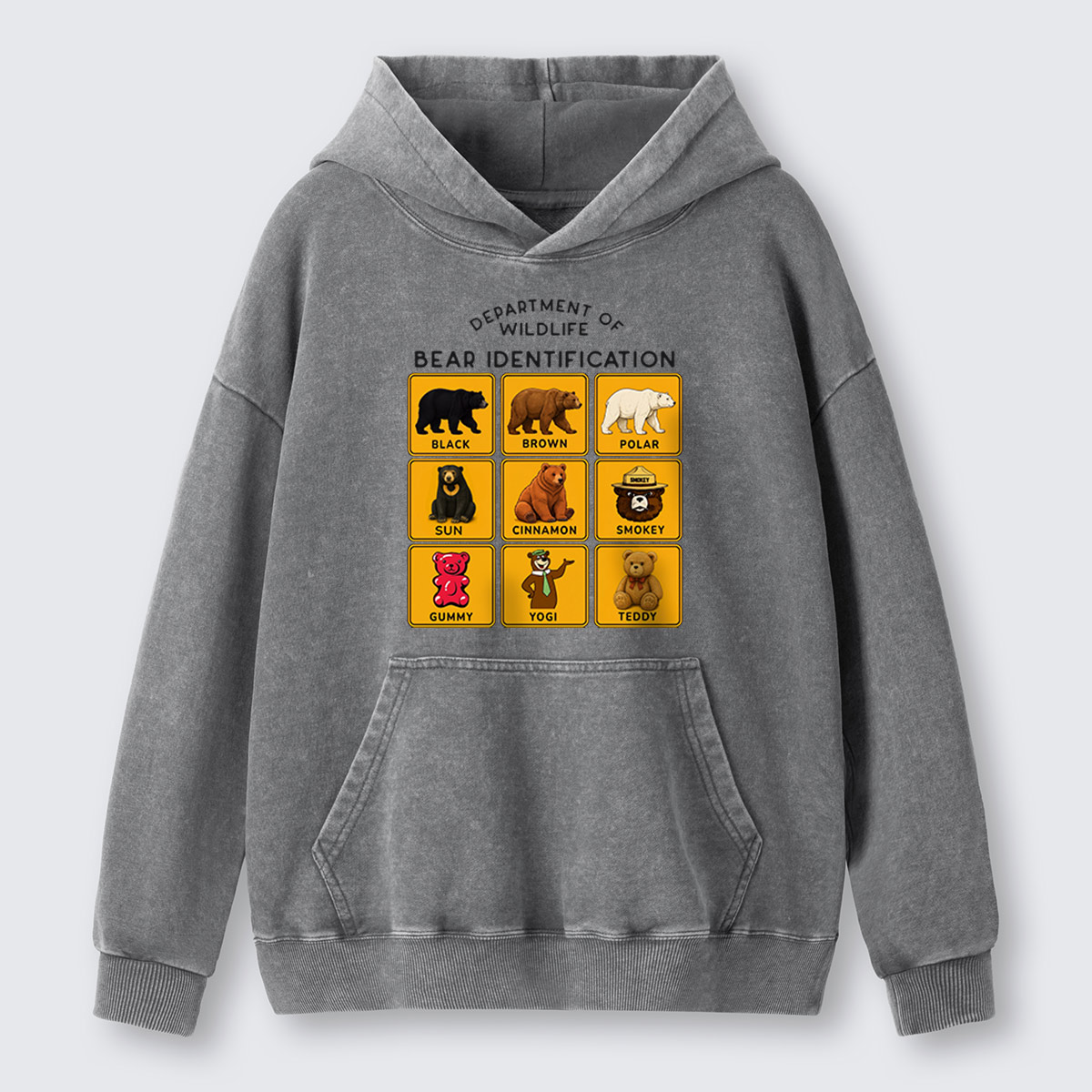 Department of Wildlife Bear Identification Gummy Bear Washed Hoodie