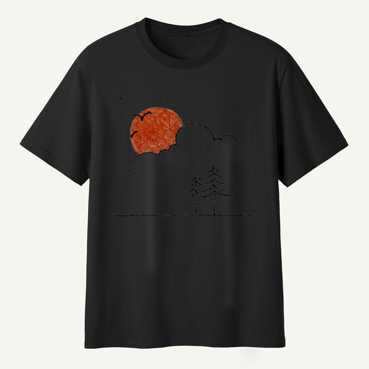 Minimal Sunset Pine Trees T-Shirt