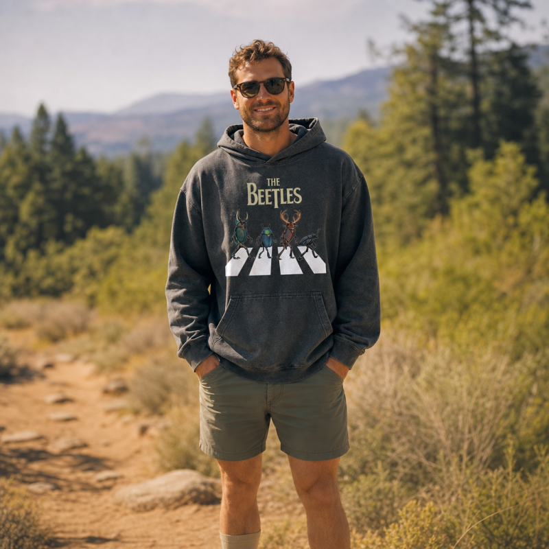 The Beetles Funny Insect Band  Washed Hoodie