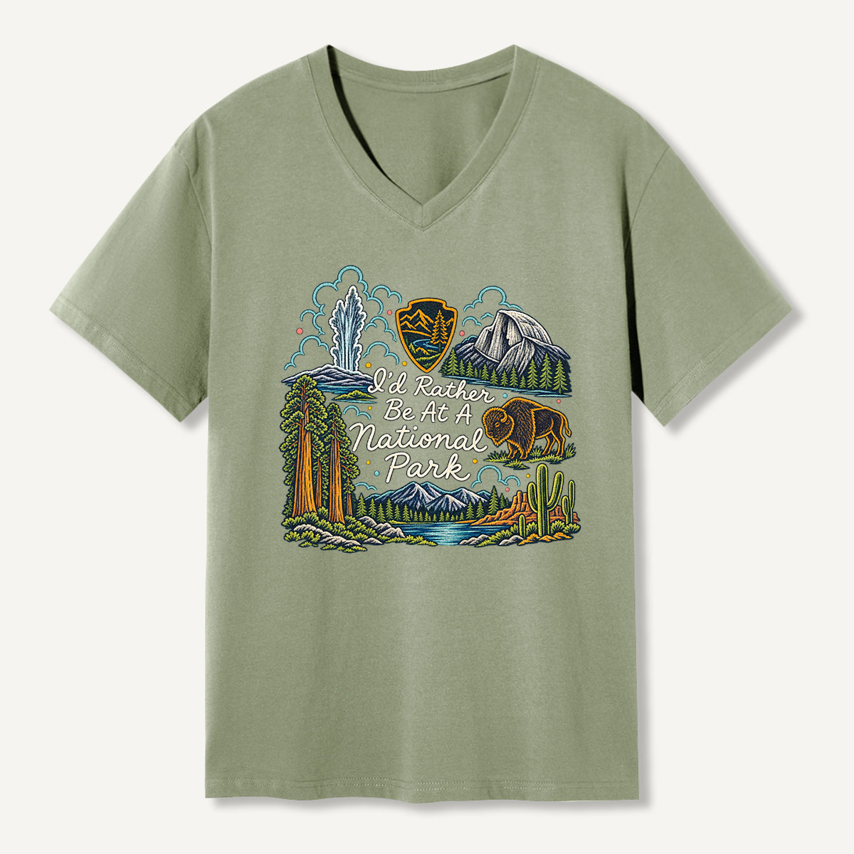 Id Rather Be At A National Park Nature Collage V-neck T-Shirt