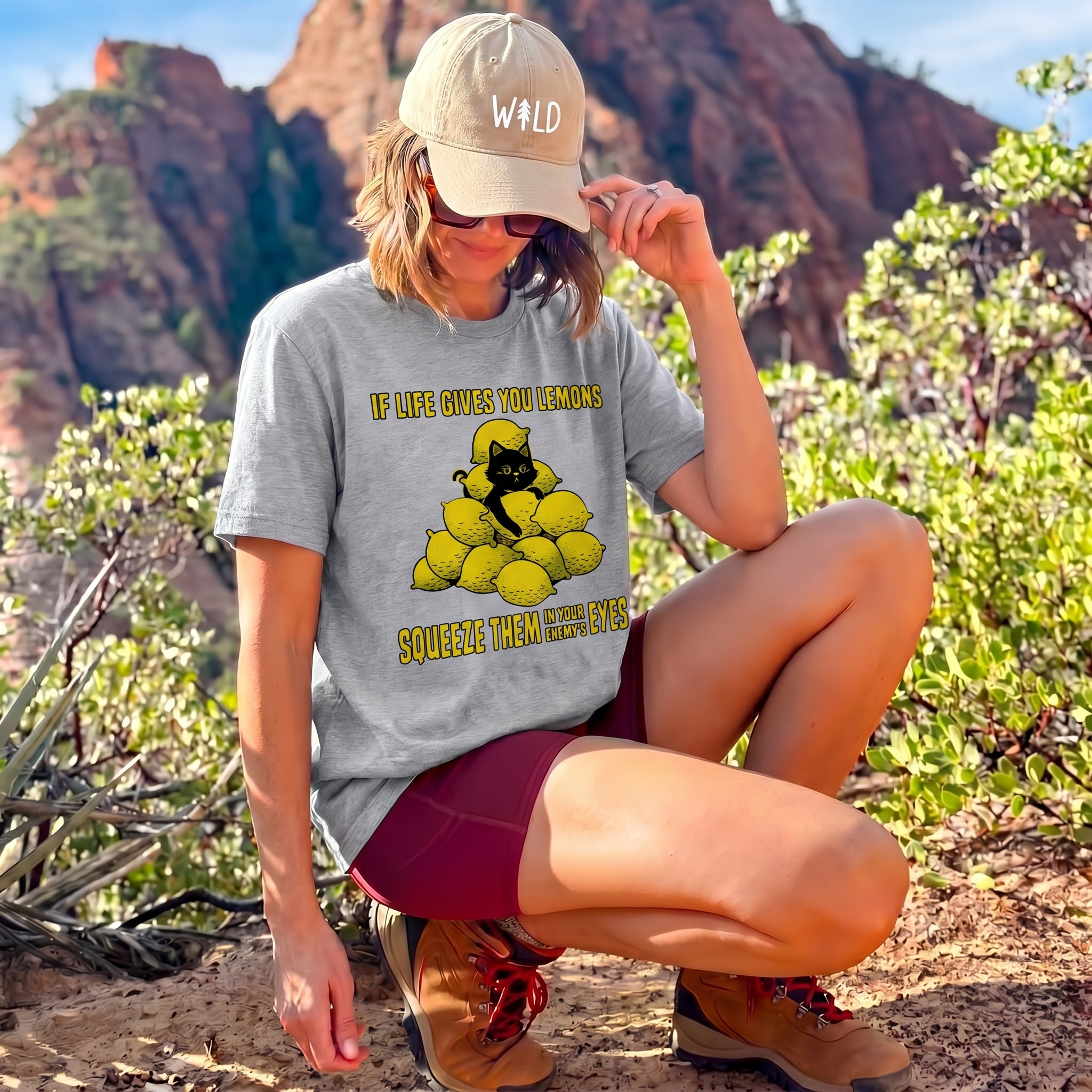 Funny Cat and Lemon Sarcastic Humor T‑Shirt
