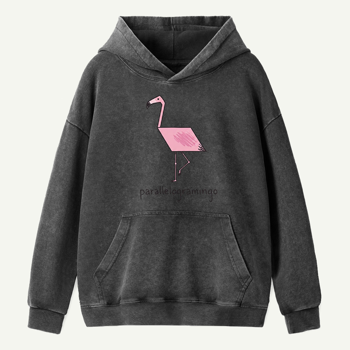 Parallelogramingo Flamingo Pun Washed Hoodie