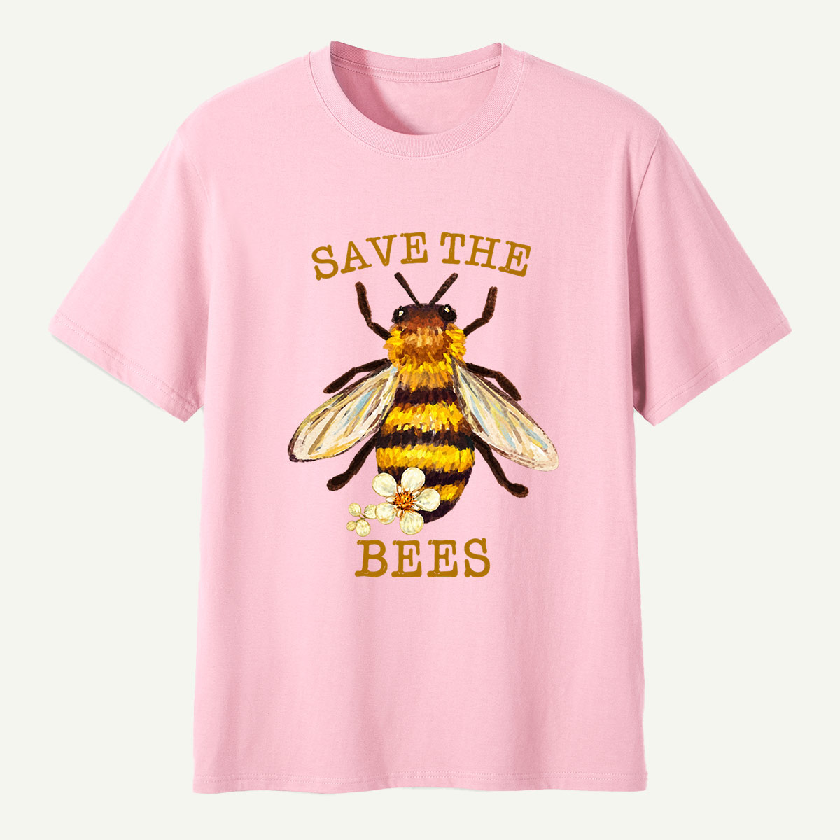 Save The Bees Watercolor Bee Floral Illustration T-Shirt