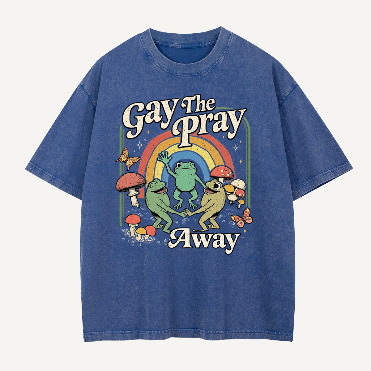 Frogs Rainbow Mushroom Washed T-Shirt