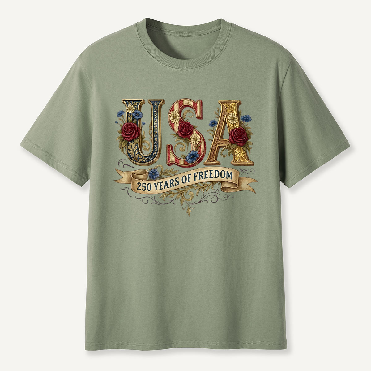 USA 250 Years of Freedom Floral T-Shirt