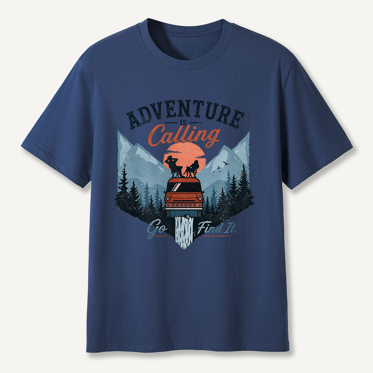 Adventure Is Calling Camper Van Mountain T-Shirt
