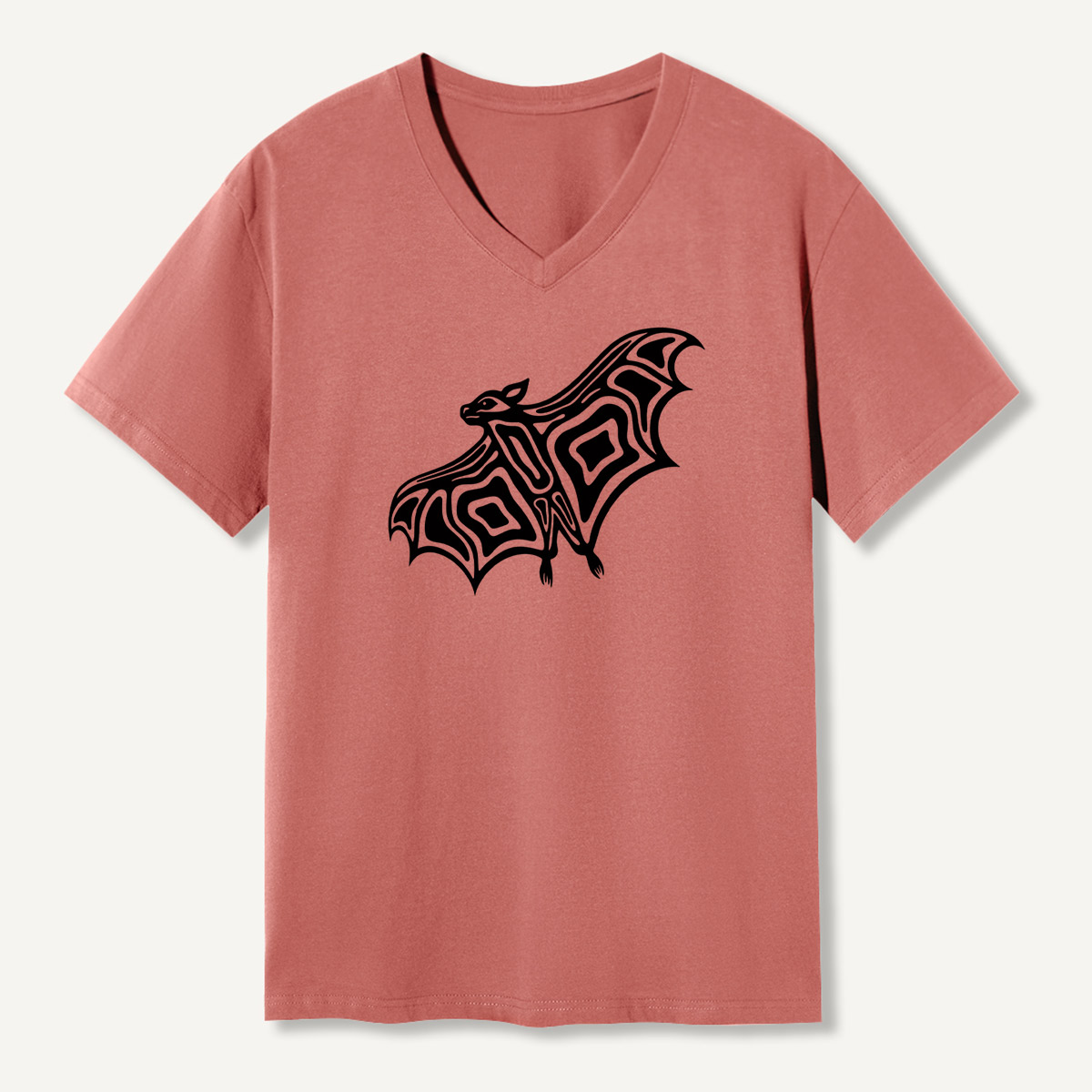 Line Art Bat Silhouette V-neck T-Shirt