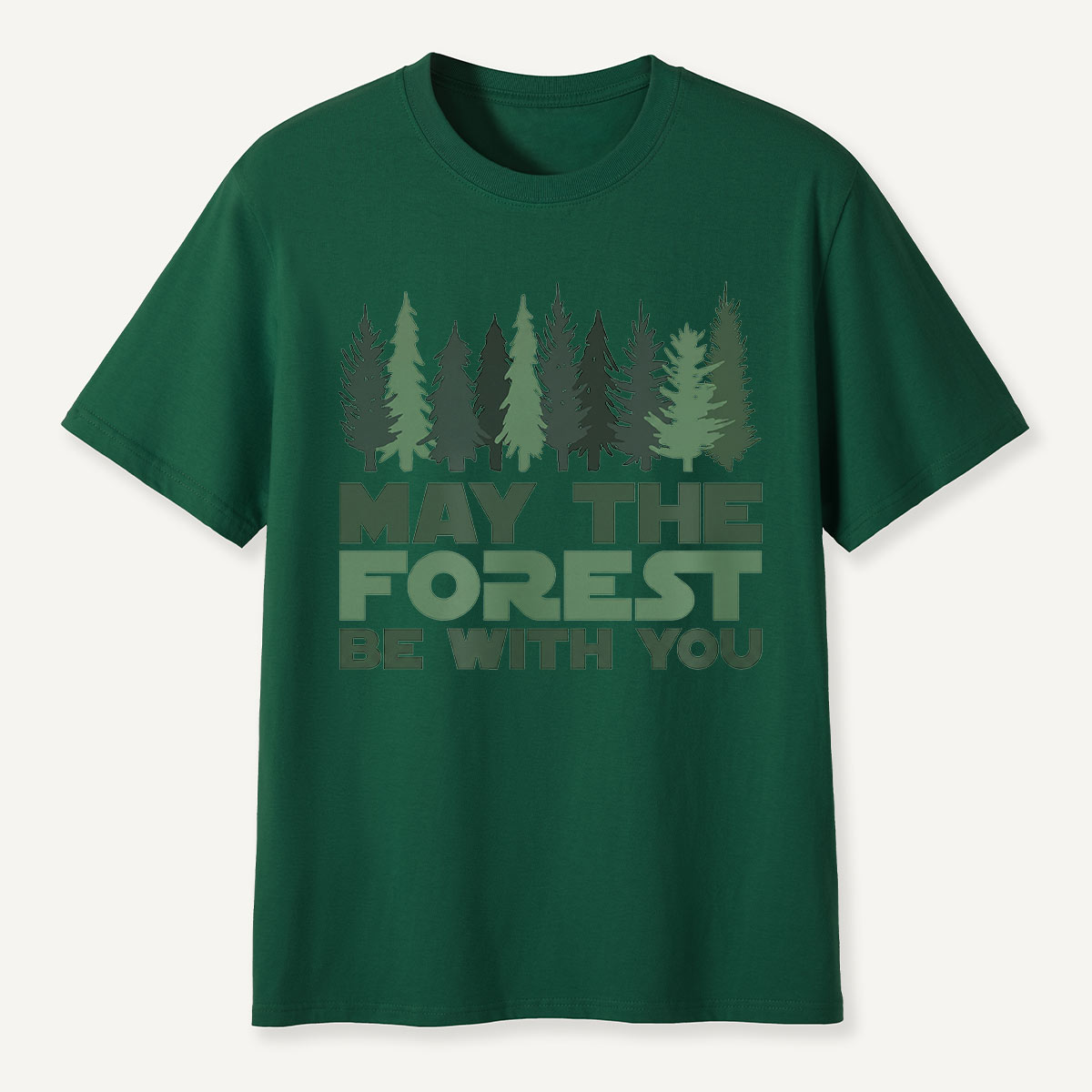 May the Forest Be With You Pink Evergreen T-Shirt