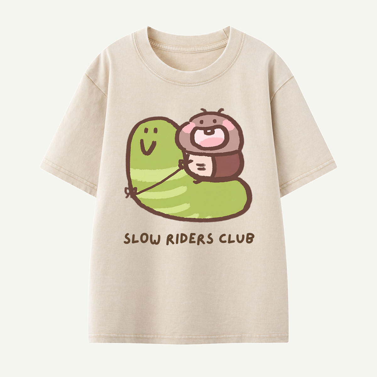 Slow Riders Club Snail Ride Kids Washed T-Shirt