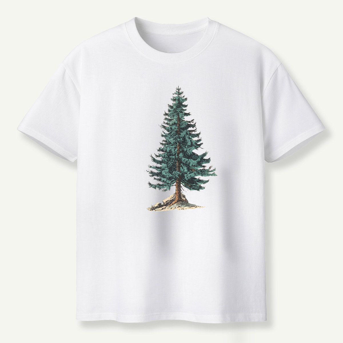 Lone Evergreen Tree Botanical Sketch T-Shirt