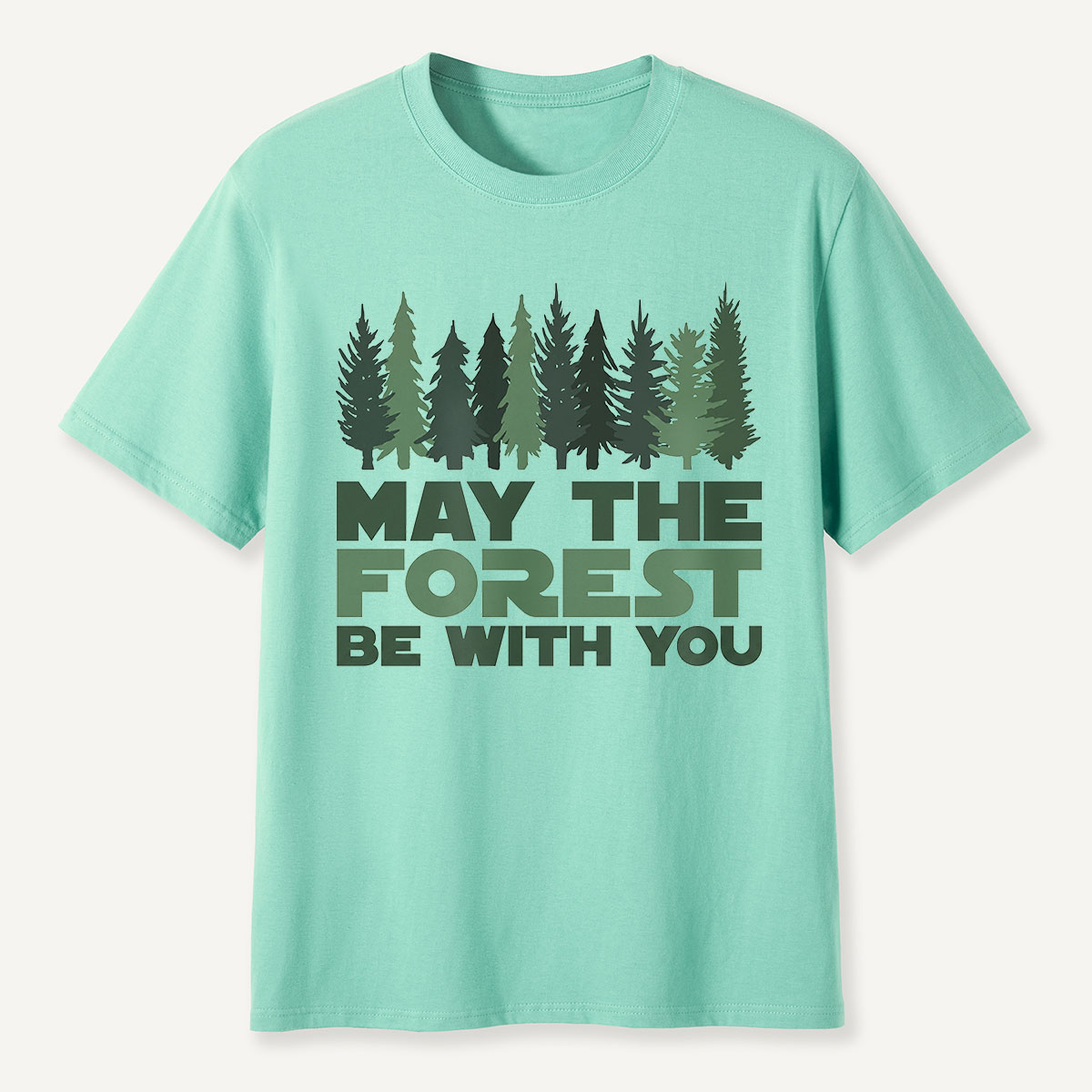 May the Forest Be With You Pink Evergreen T-Shirt