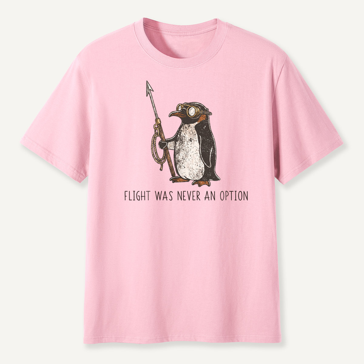 Flight Was Never An Option Aviator Harpoon Penguin T-Shirt