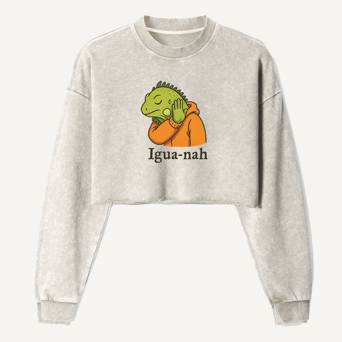 Igua Nah Iguana Reaction Women's Washed Cropped Sweatshirt
