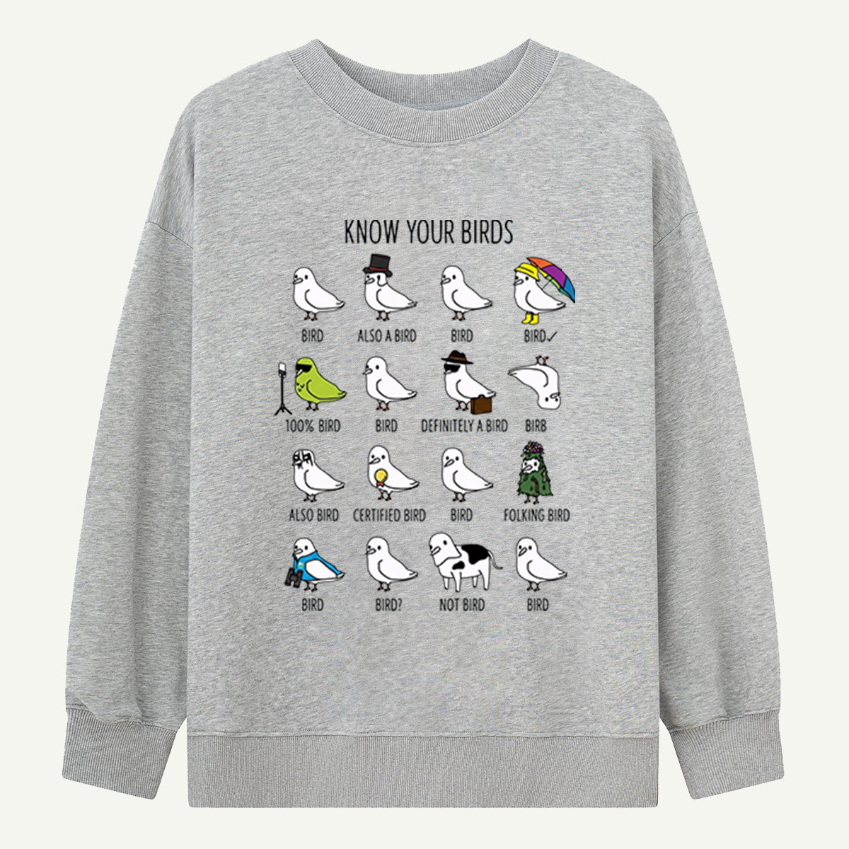 Know Your Birds Bird Chart Sweatshirts