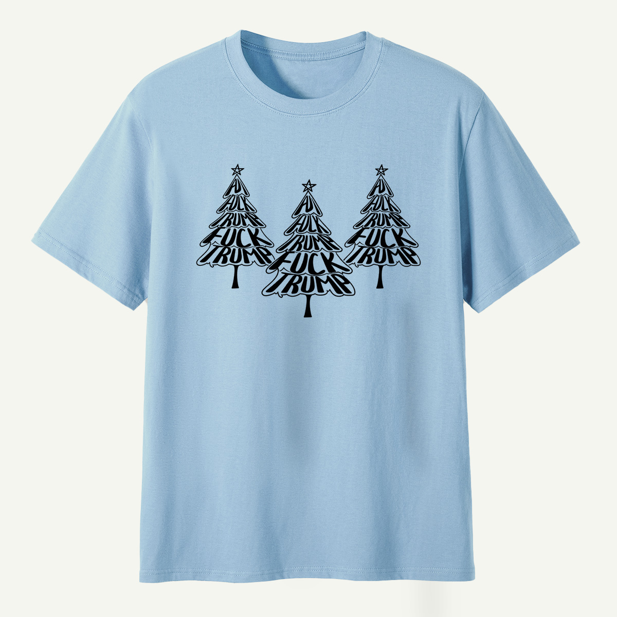 Fuck Trump Christmas Tree Typography T-Shirt