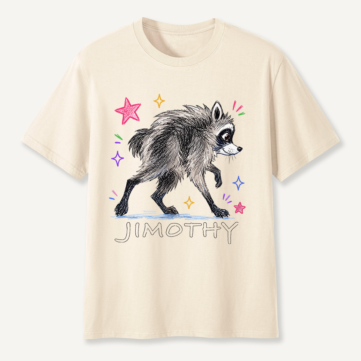 Jimothy Colorful Stars Playful Raccoon  T-Shirt