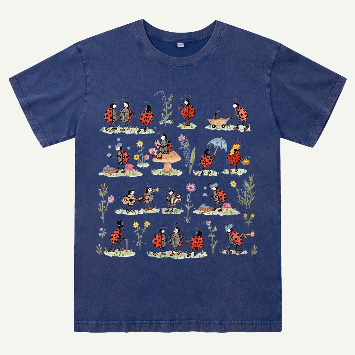 Ladybug and Flower Tee Washed T-Shirt