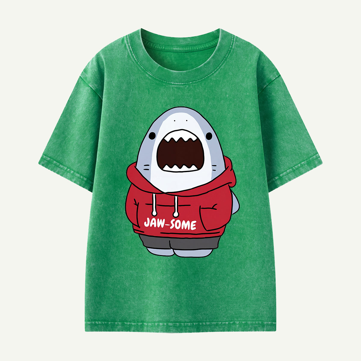 Jaw-some Shark Hoodie Kids Washed T-Shirt