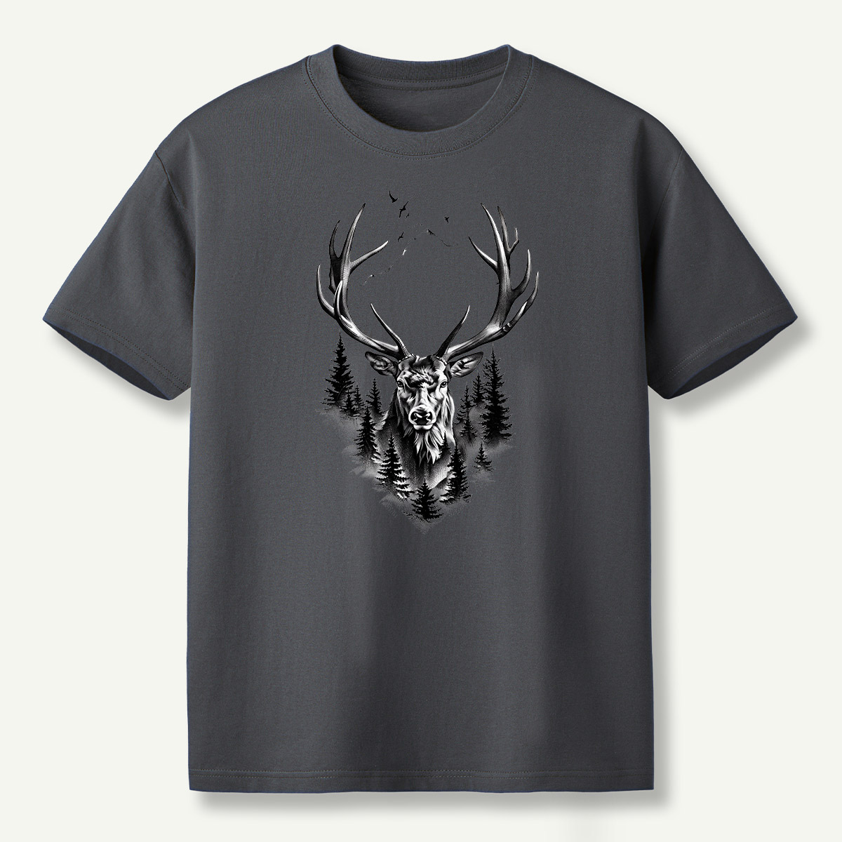 Deer Skull Forest Double Exposure T-Shirt
