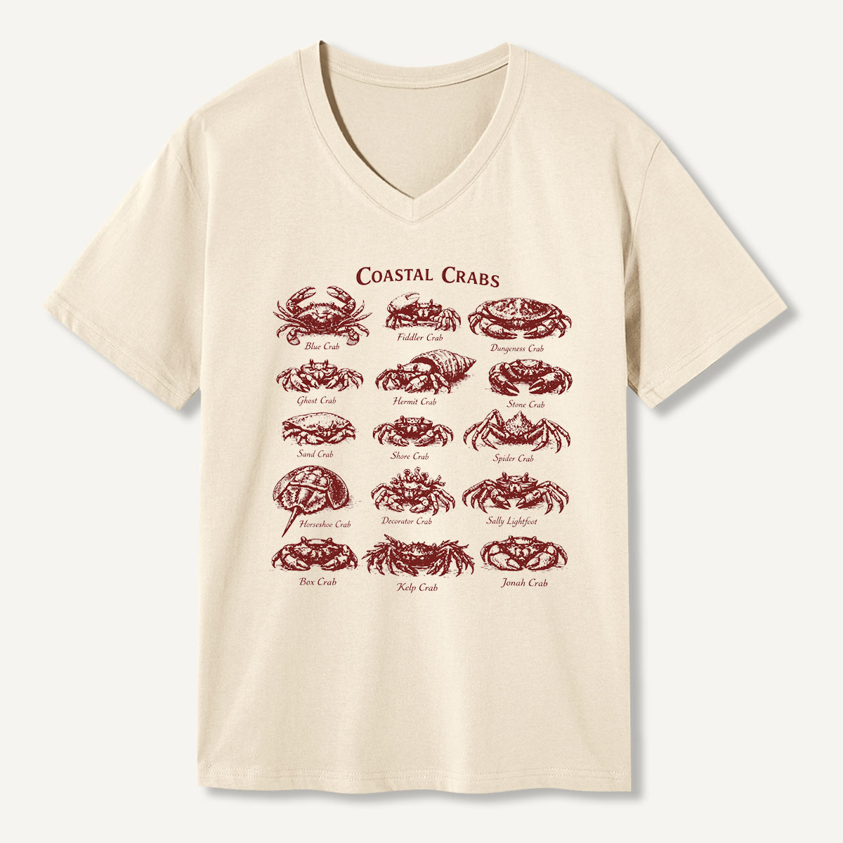 Coastal Crabs Marine Field Guide V-neck T-Shirt