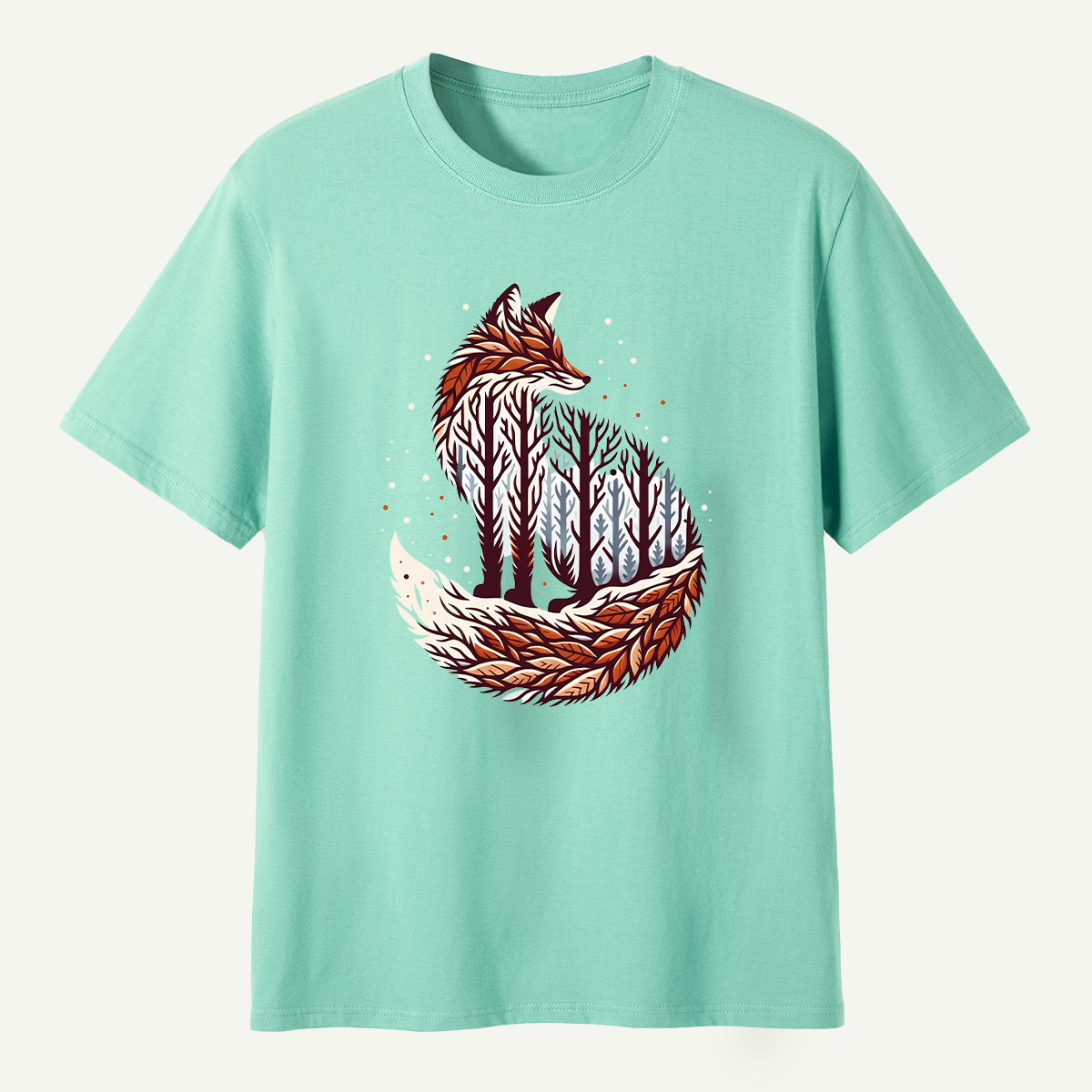Fox Forest Double Exposure Portrait T-Shirt