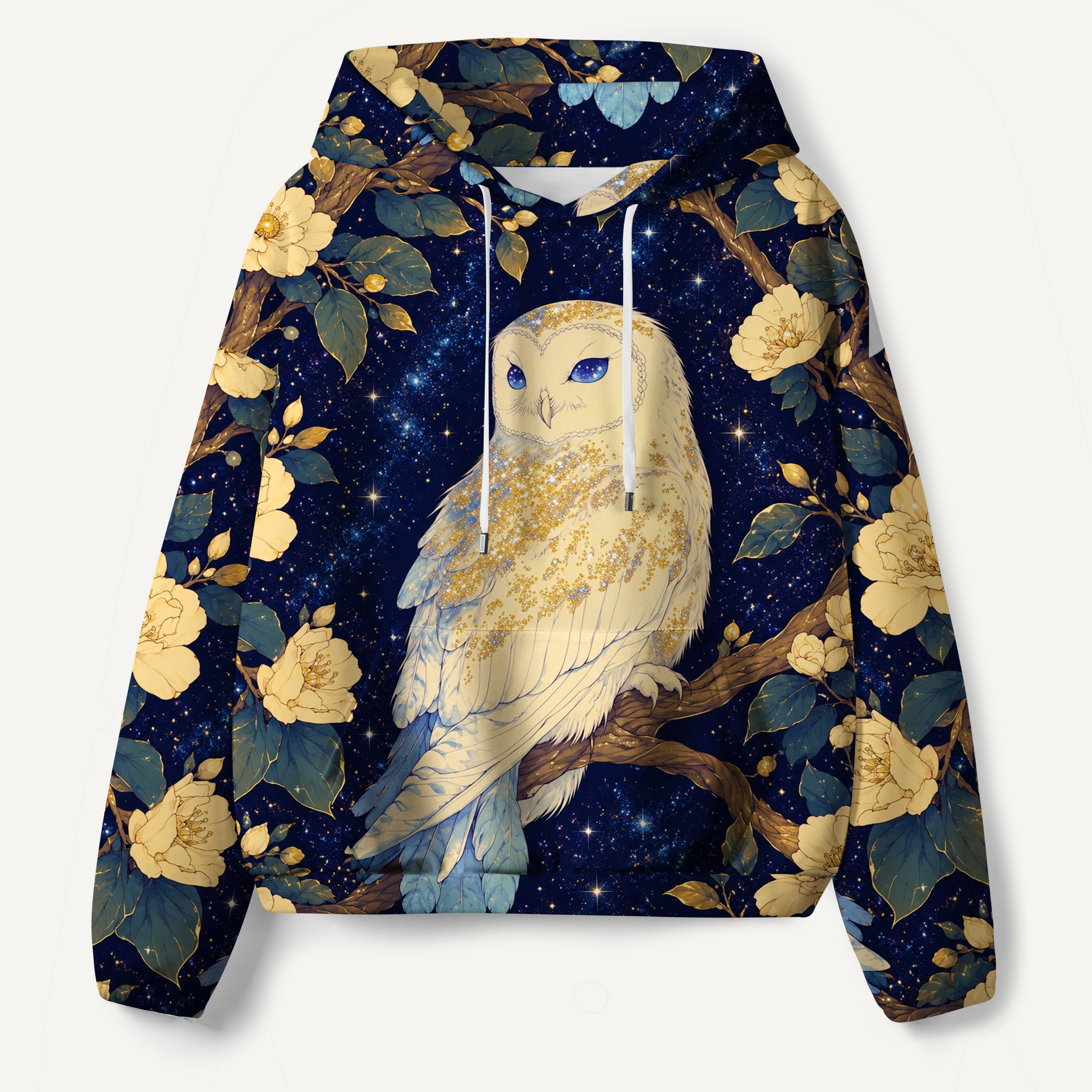 Snowy Owl Midnight Garden All-over Printed Hoodie