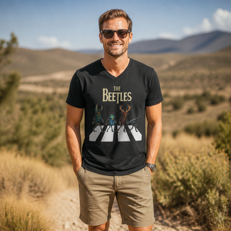 The Beetles Funny Insect Band V-neck T‑Shirt