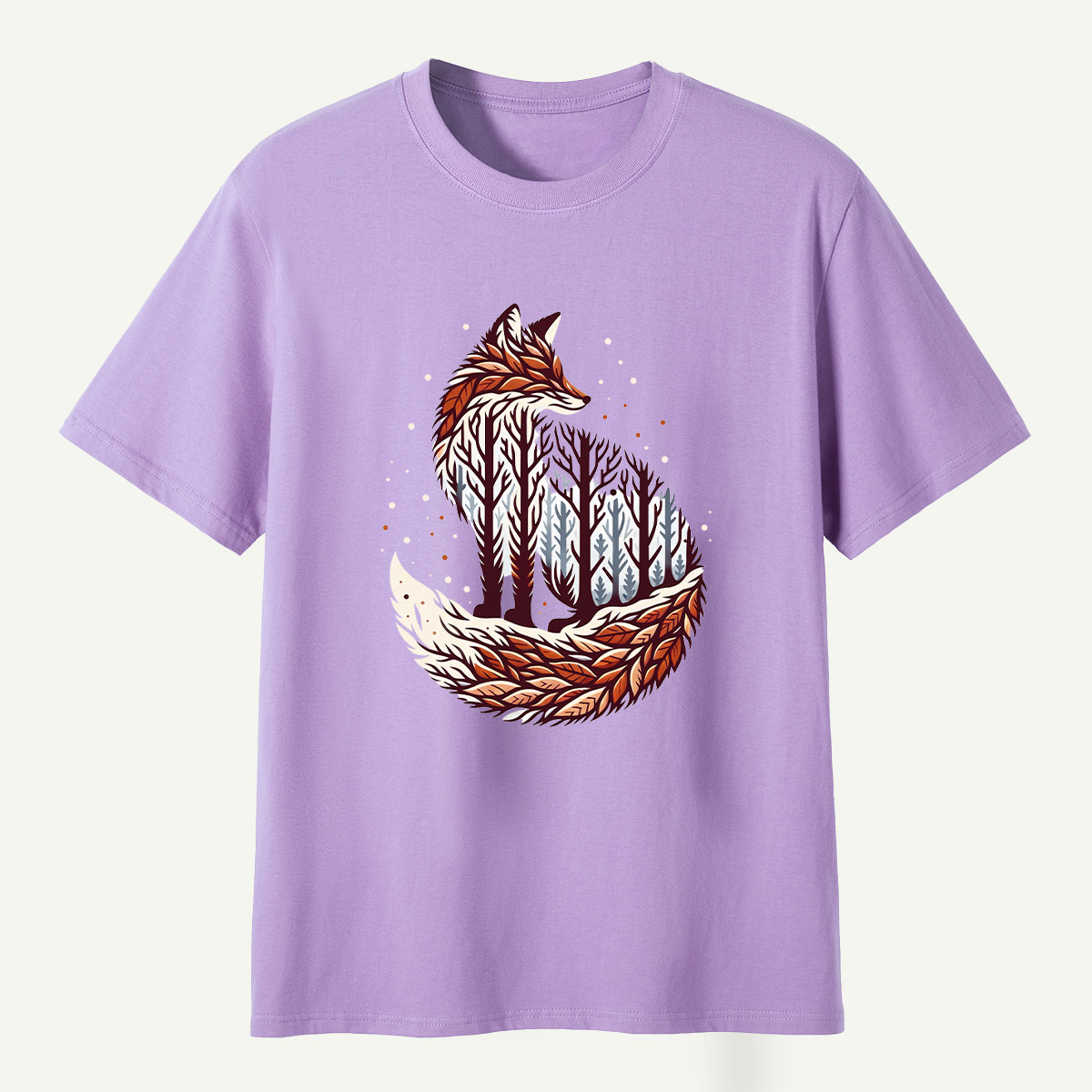 Fox Forest Double Exposure Portrait T-Shirt