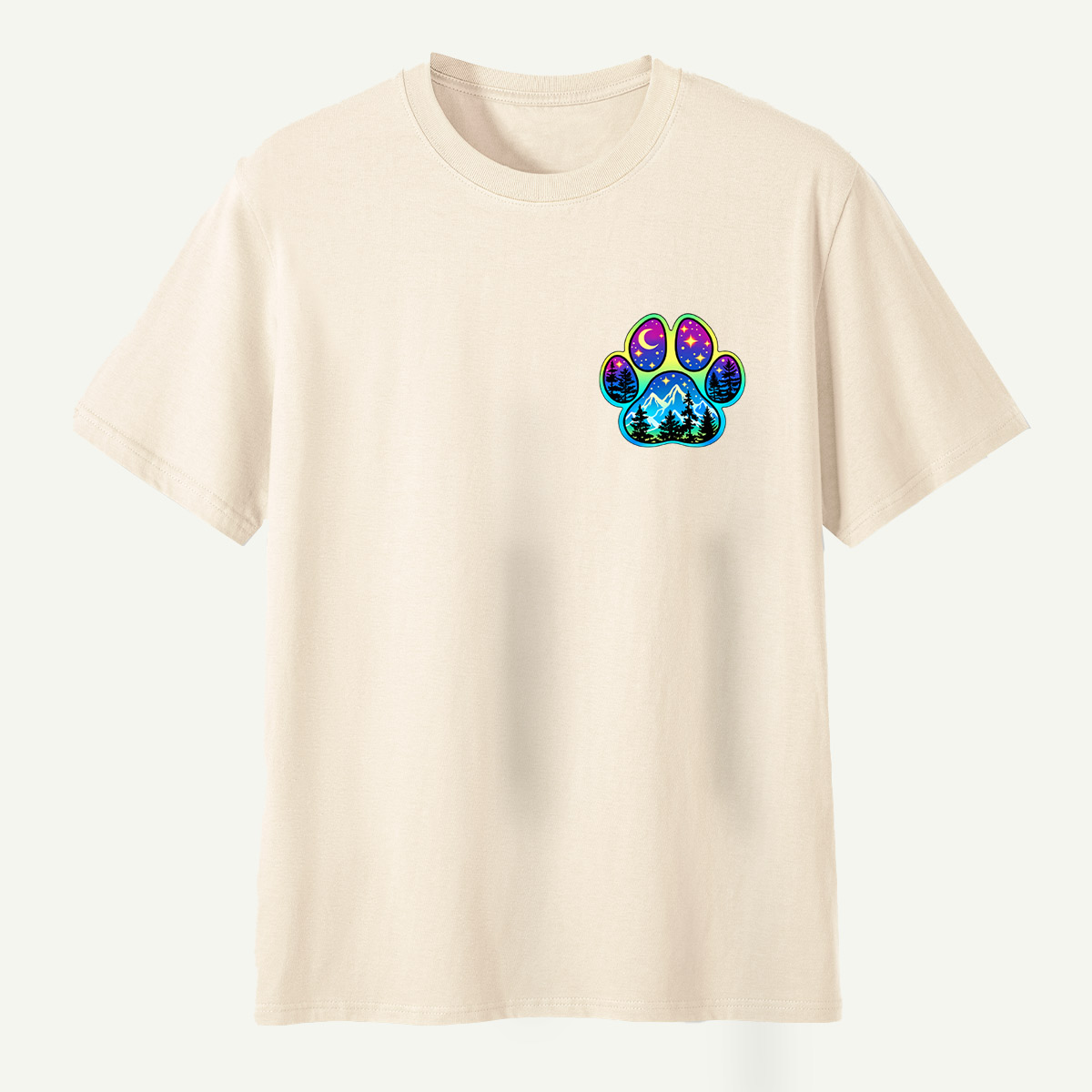 Celestial Mountain Forest Paw Print T-Shirt