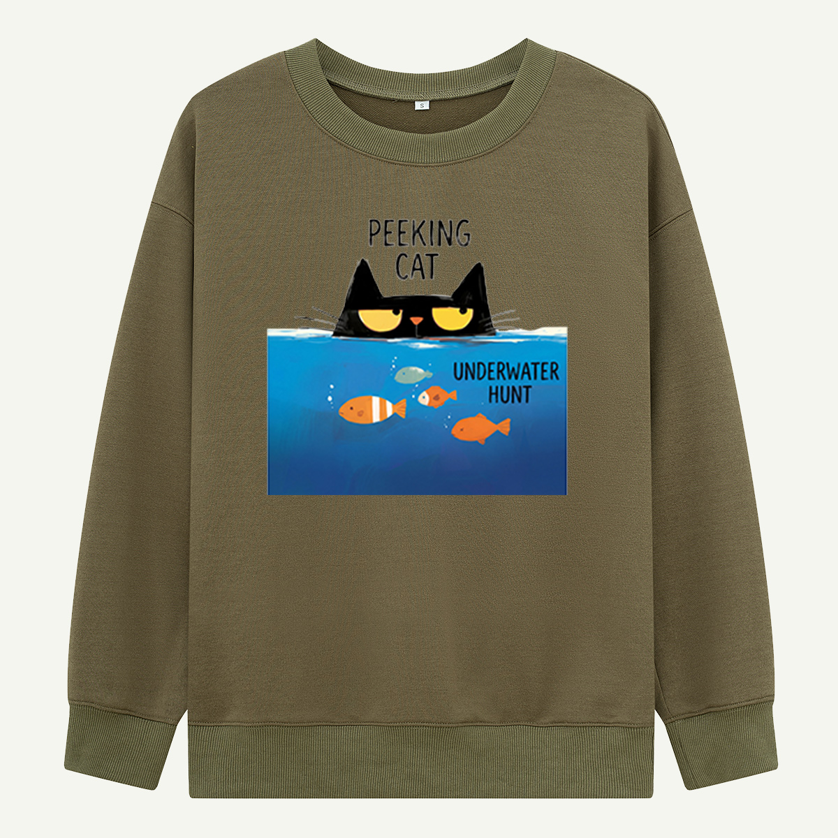 Peeking Cat Underwater Hunt Sweatshirts