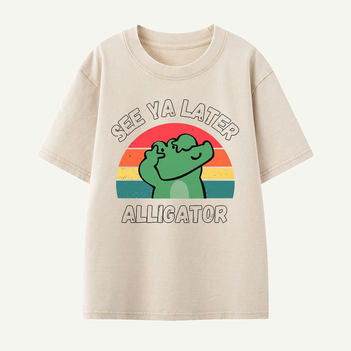 See Ya Later Alligator Retro Kids Washed T-Shirt