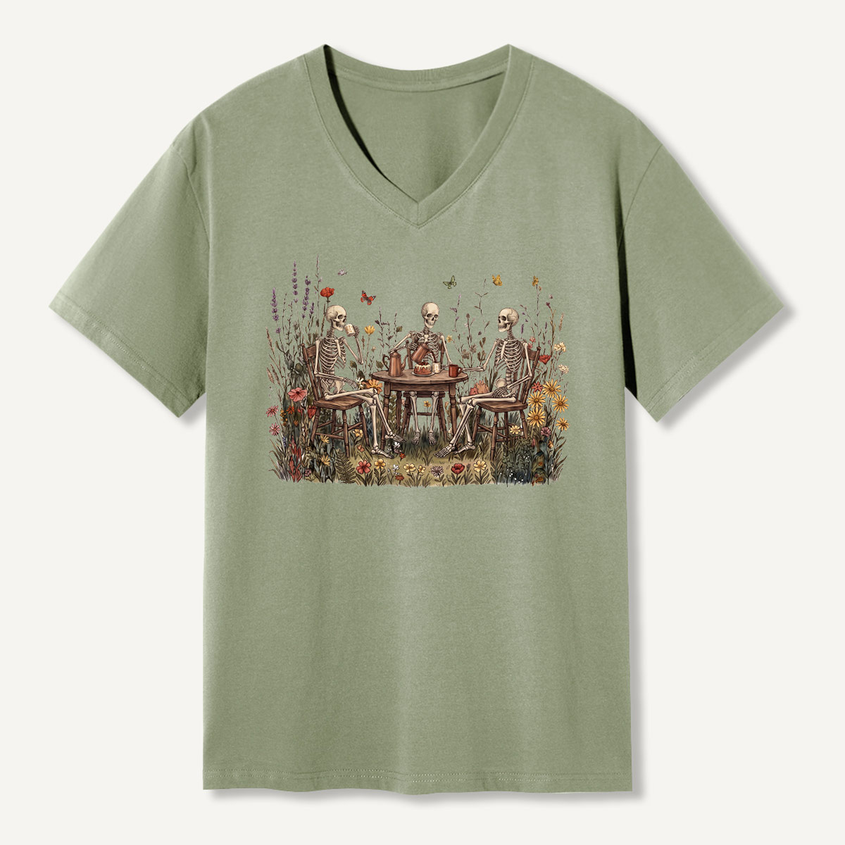 Woodland Garden Tea Party V-neck T-Shirt