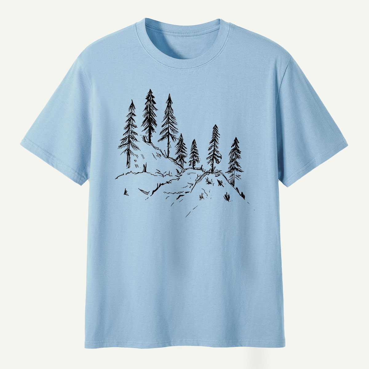 Pine Forest Ridge Line Art T-Shirt