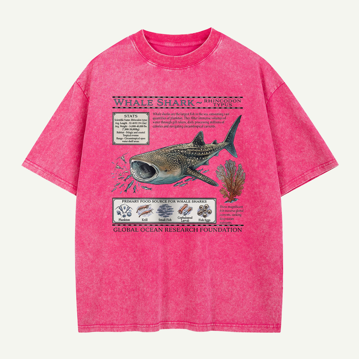 Whale Shark Ocean Field Guide Washed T-Shirt