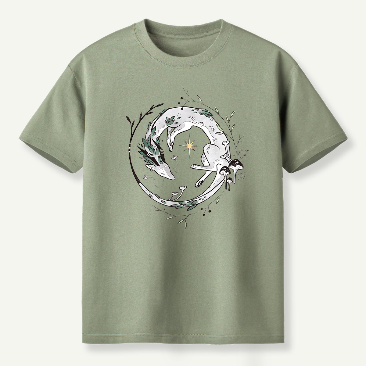 Celestial Crescent Moon Botanical Garden T-Shirt