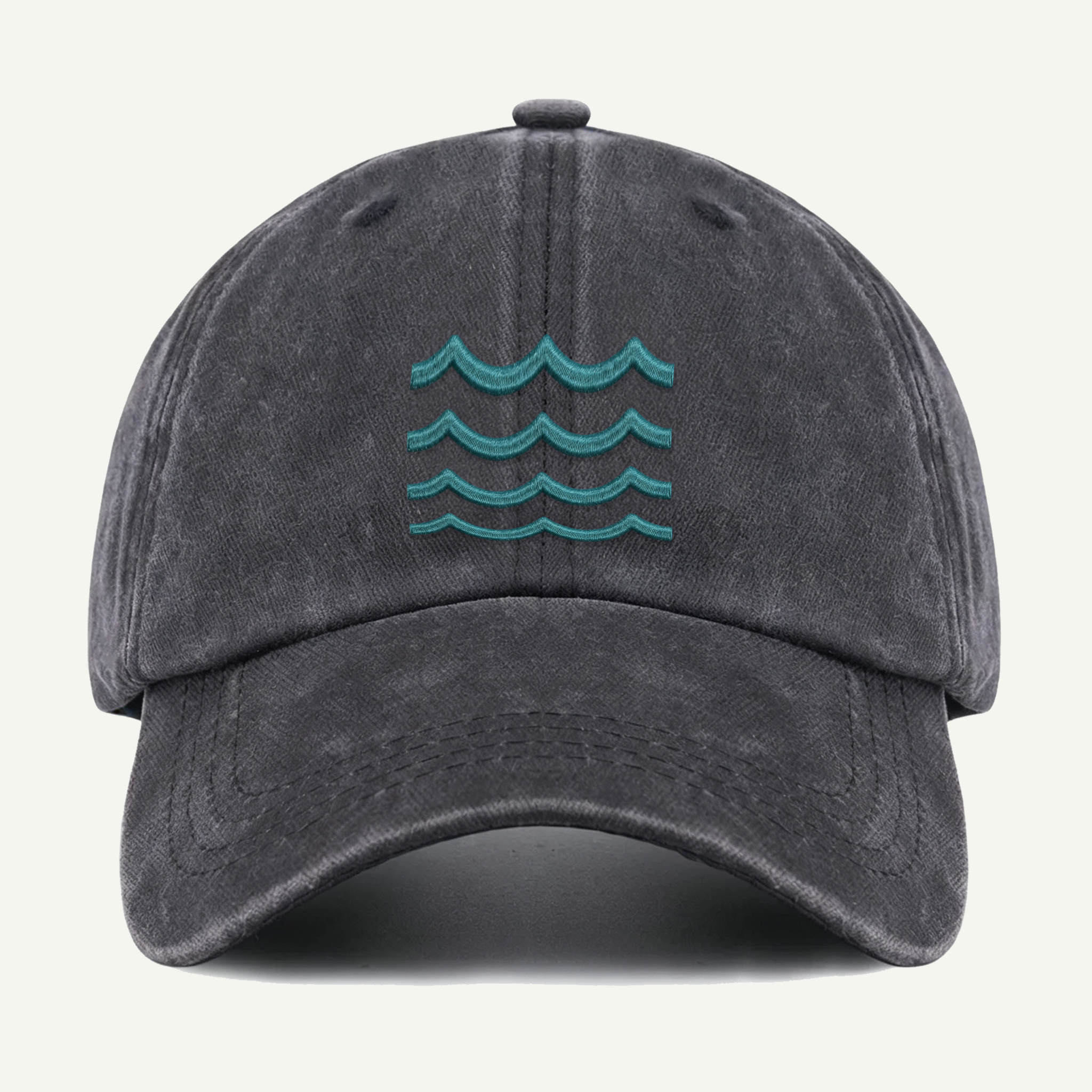 Ocean Waves Washed Embroidered Hat