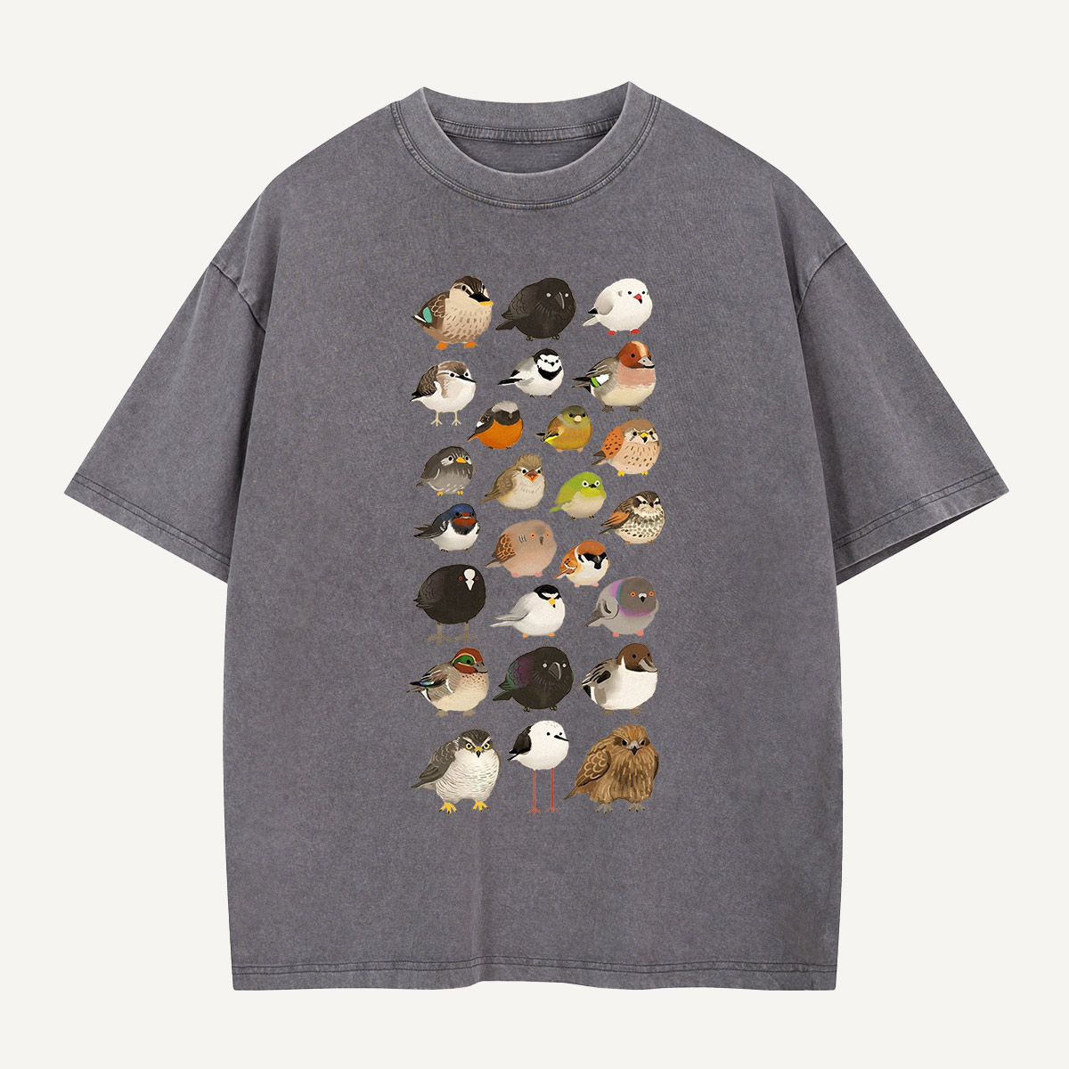 Bird Species Illustration Washed T-Shirt