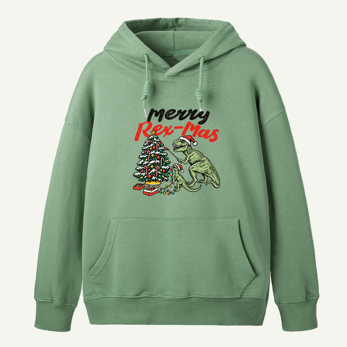 Merry Rex Mas T Rex Family Decorating Christmas Tree Hoodie