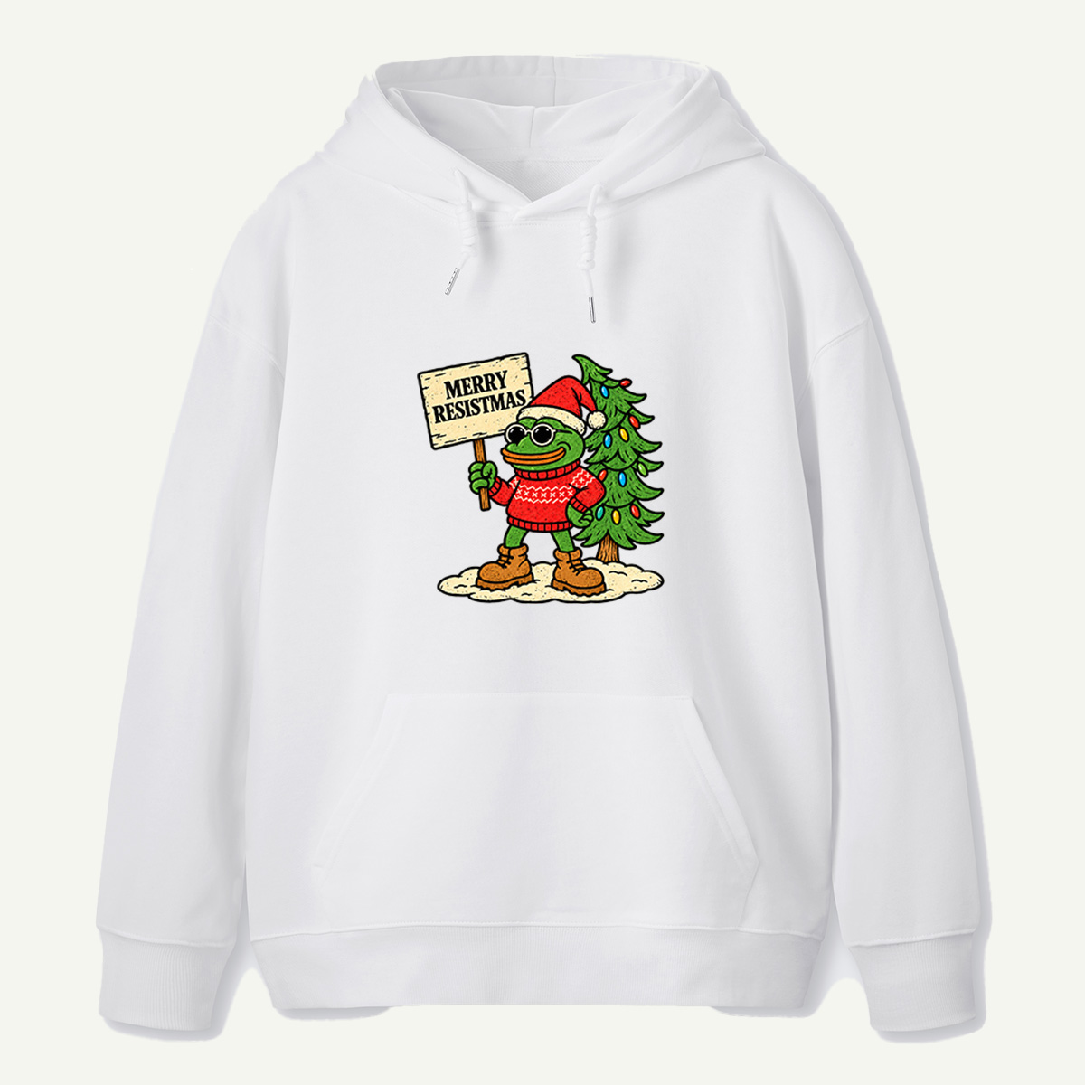 Merry Resistmas Christmas Frog Holding Resistance Sign Hoodie