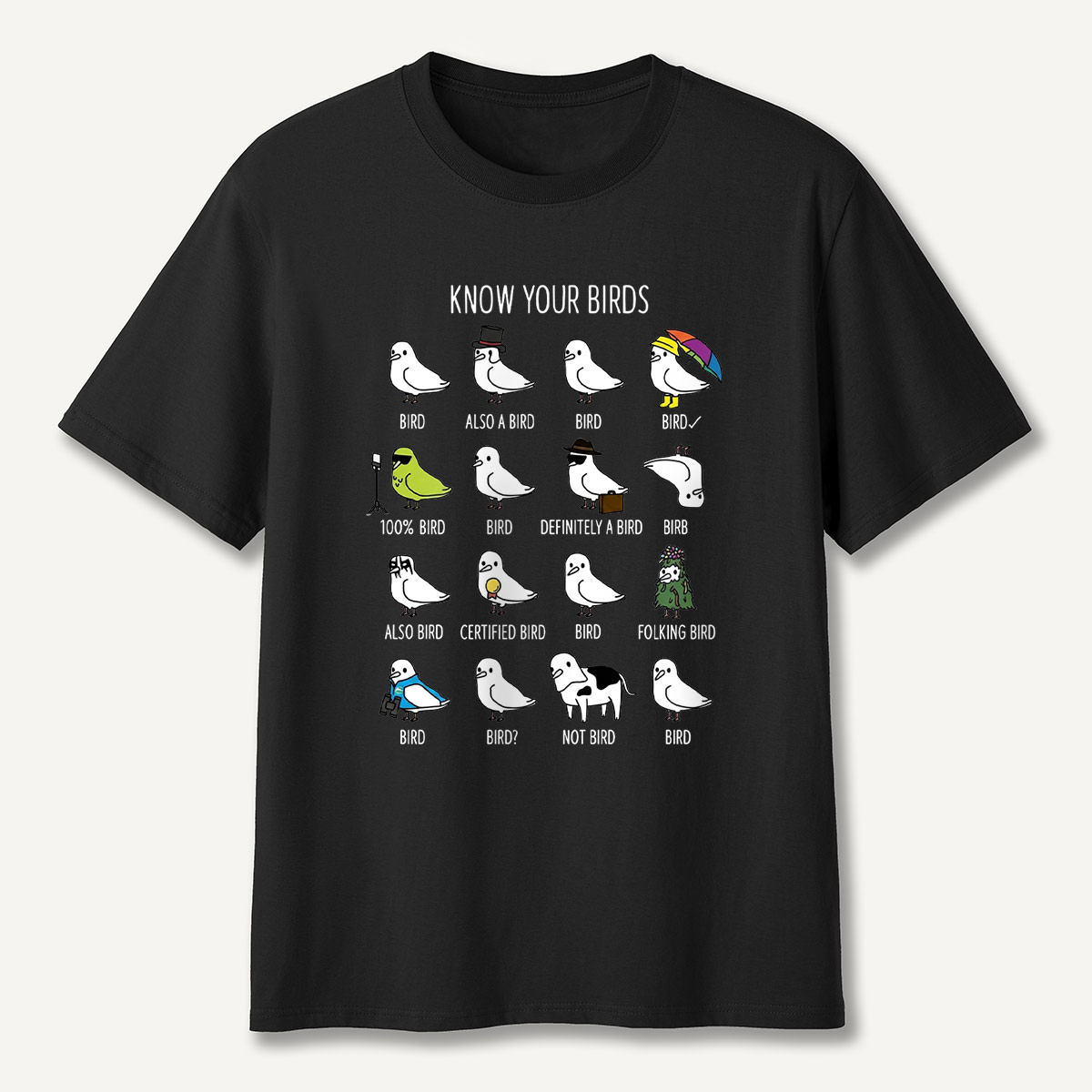 Know Your Birds Bird Chart T-shirt