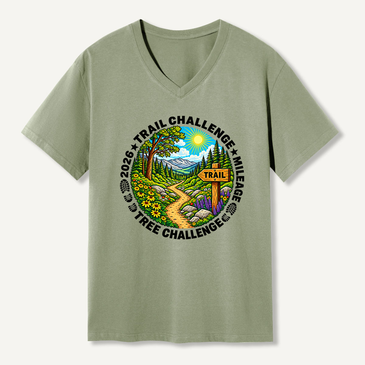 2026 Trail Challenge Forest Trail V-neck T-Shirt