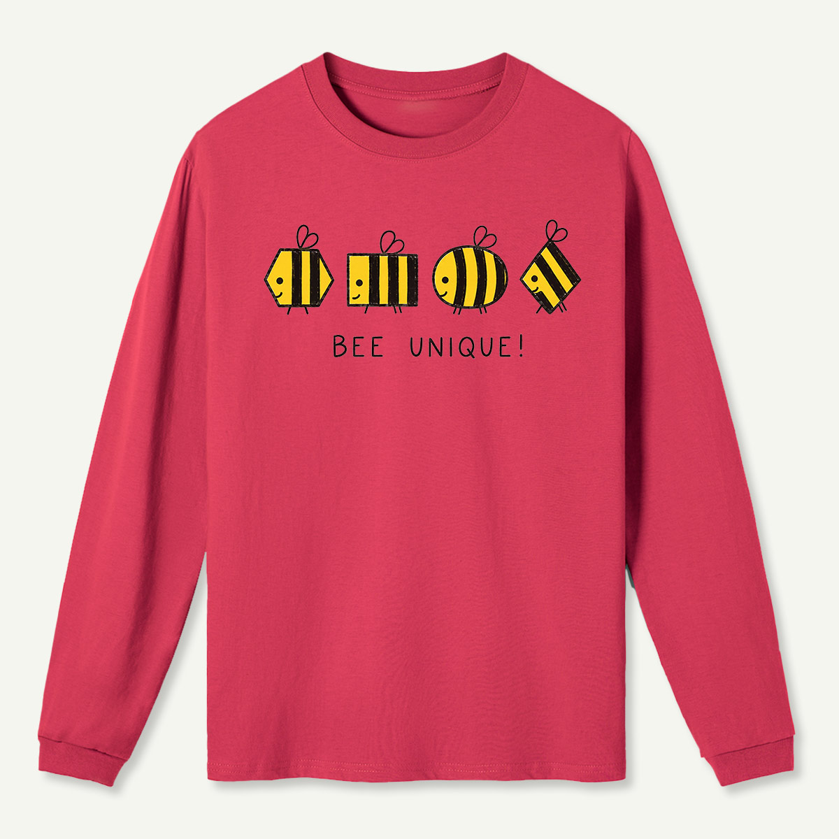 Bee Unique Geometric Bees Long Sleeve T-Shirt