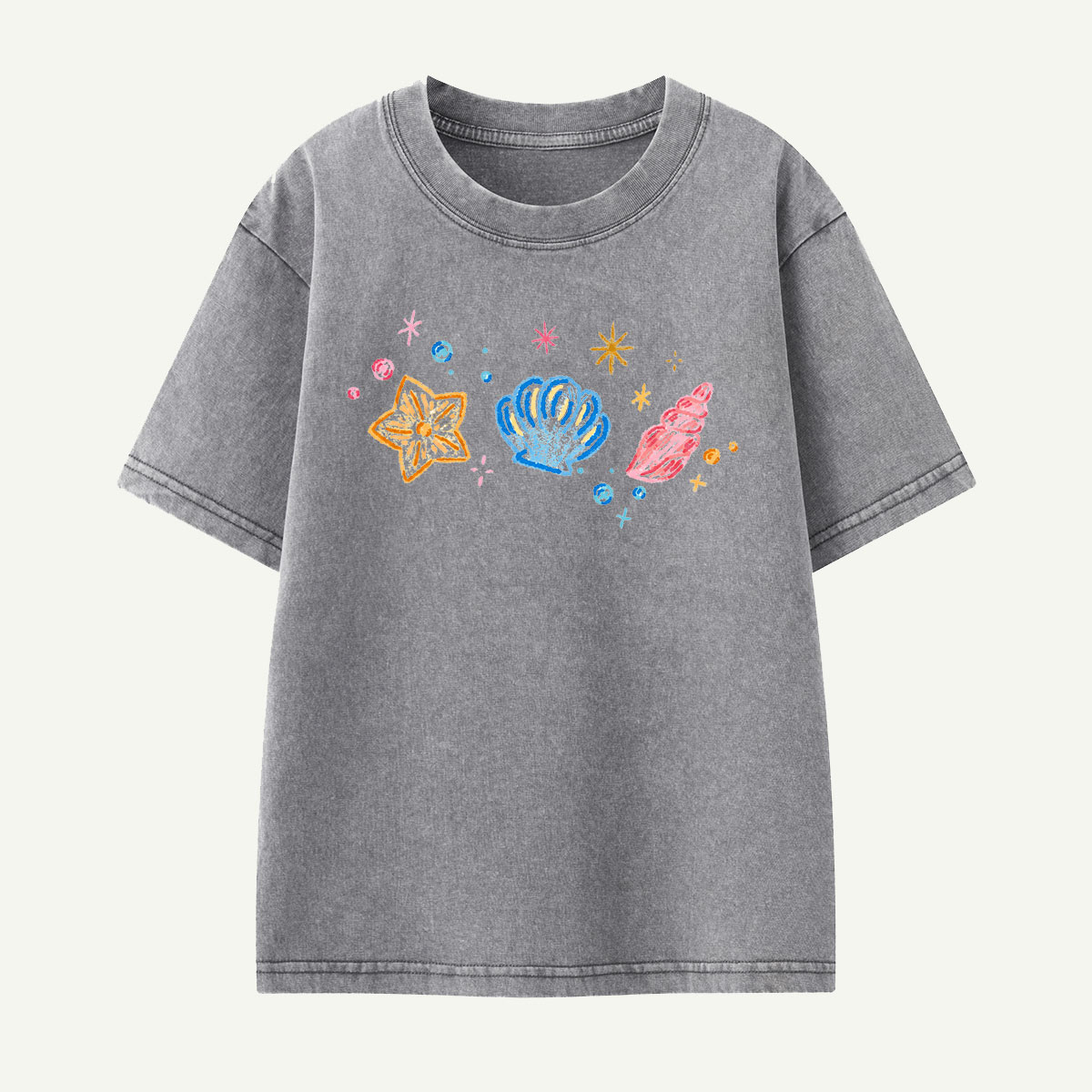 Sparkling Sea Treasures Navy Kids Washed T-Shirt