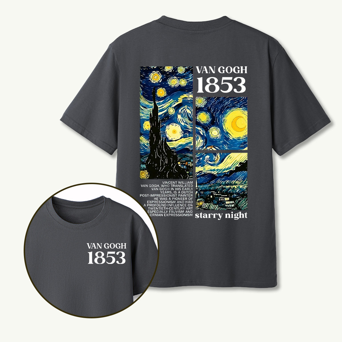 Van Gogh 1853 Starry Night Panel T-Shirt
