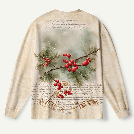 Misty Pine Forest Watercolor Landscape Premium Pure Cotton Long Sleeves