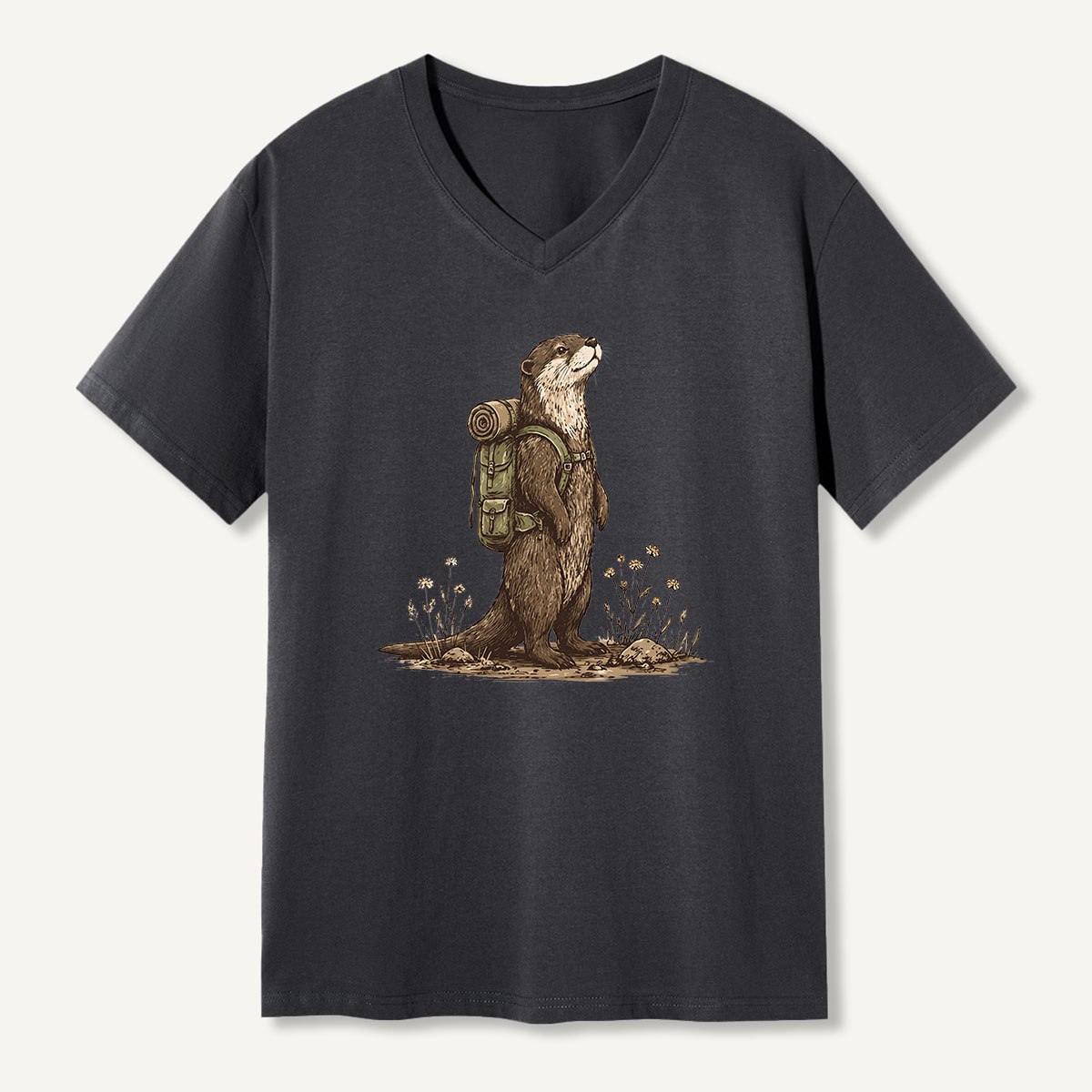 Woodland Owl Vintage Sketch V-neck T-Shirt
