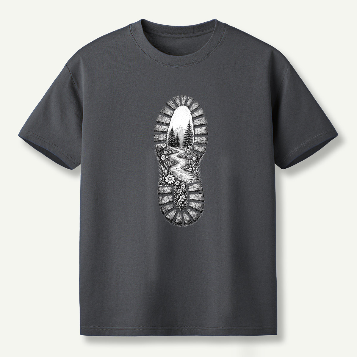 Hiking Boot Trail Sole Print T-Shirt