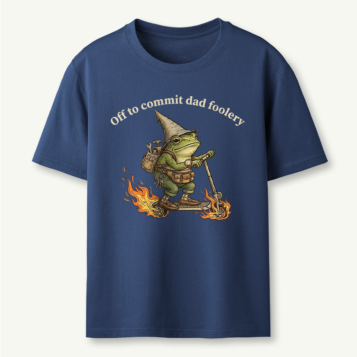 Dad Foolery Frog on Fire Scooter T-Shirt